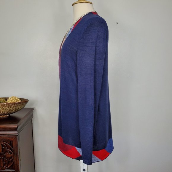 Charter Club Navy Red Button Front V-Neck Preppy Dark Academia Cardigan Size L - Picture 4 of 9